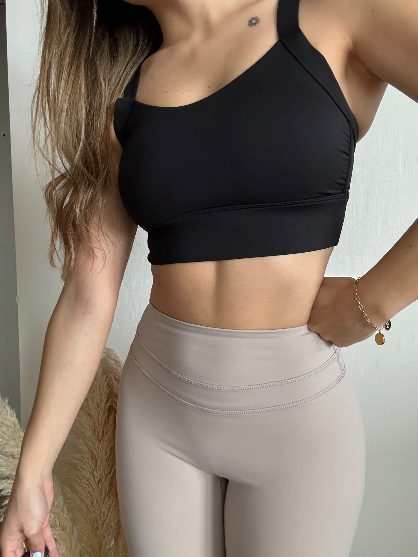 Top Flor Full ajuste Negro