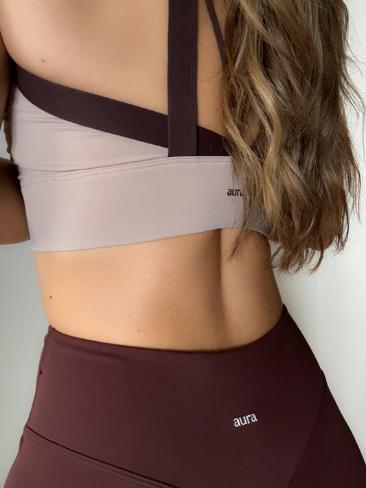 Top Flor full ajuste Coffee